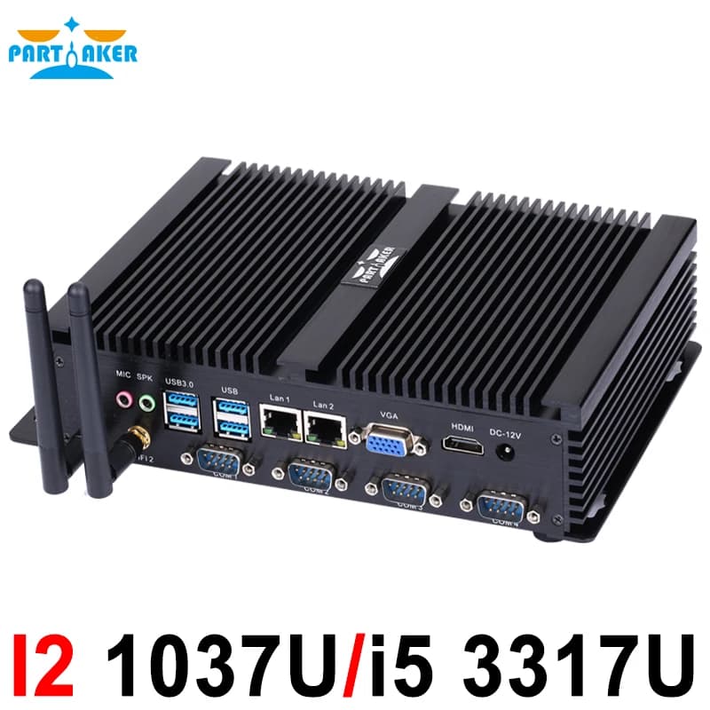 Ordinateur industriel mini pc sans ventilateur avec USB 3.0 4 * COM HDMI Intel Celeron C1037U C1007U