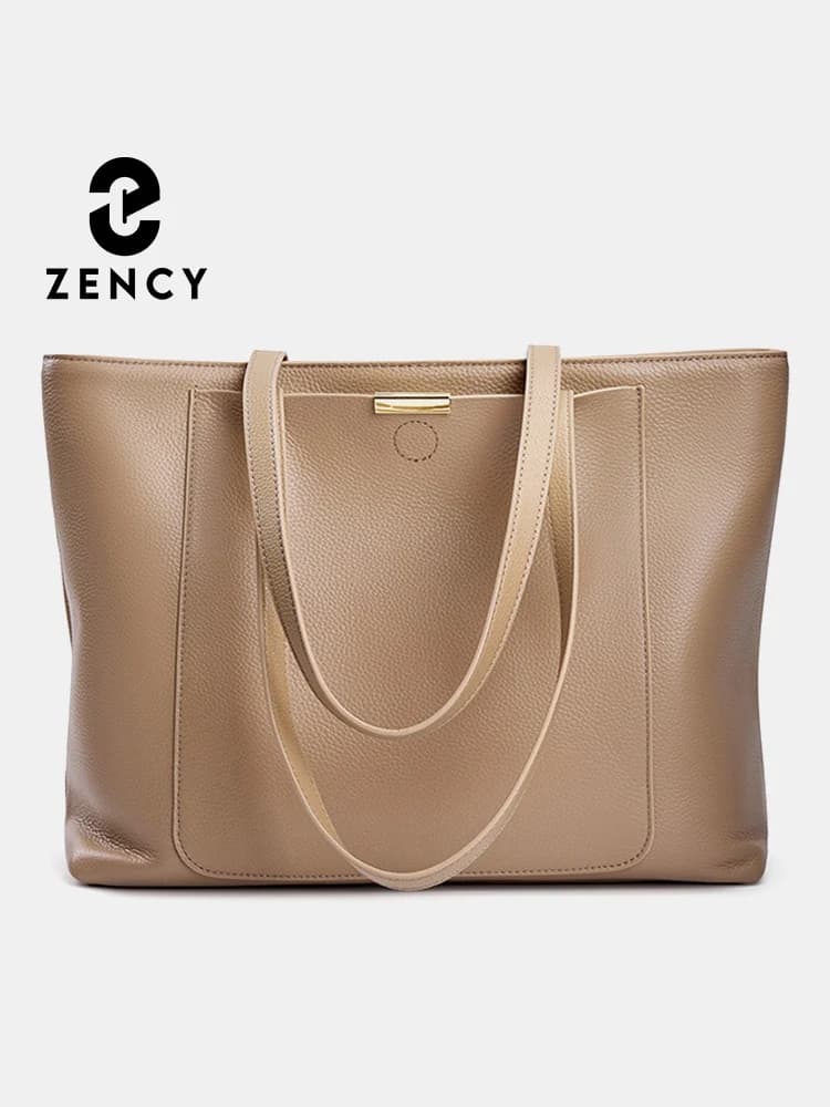 Zency-Sac fourre-tout en cuir de vachette souple pour femme, sac à main initié, grande capacité, sac