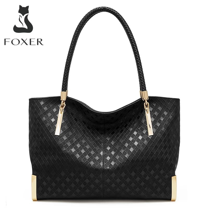 FOXER Sac à main en cuir véritable pour femme, design élégant et luxueux, sac à bandoulière pour fem