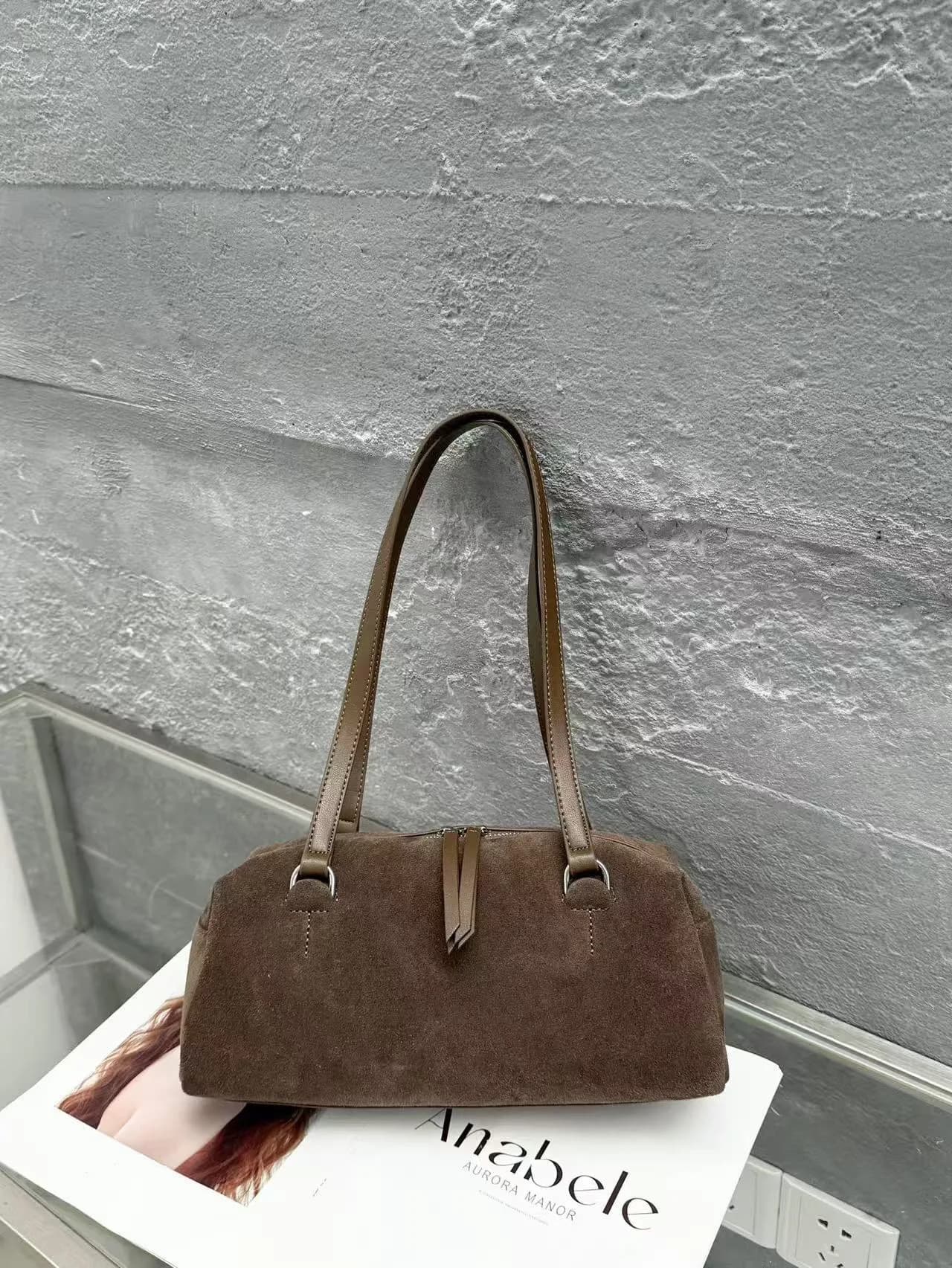 La première couche de sac de bowling Boston givré rétro en peau de vache avec un sac fourre-tout à u