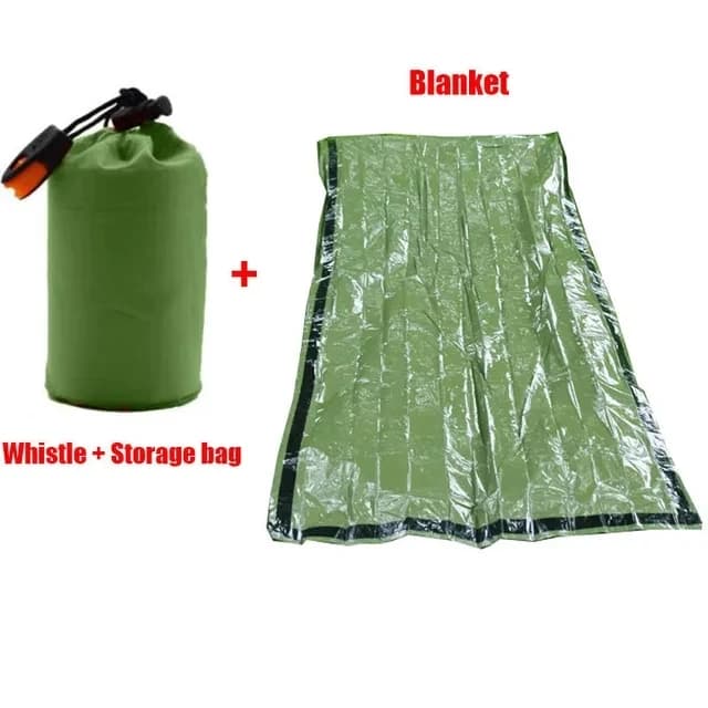 Kit de tente de survie d'urgence pour 2 personnes, tente tubulaire en Mylar, sac de couchage, couver