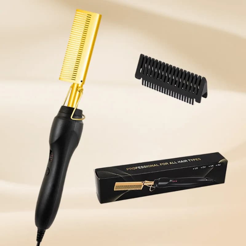 Brosse à lisser les cheveux Portable 2 en 1, peigne chaud, outil électrique pour lisser les cheveux,
