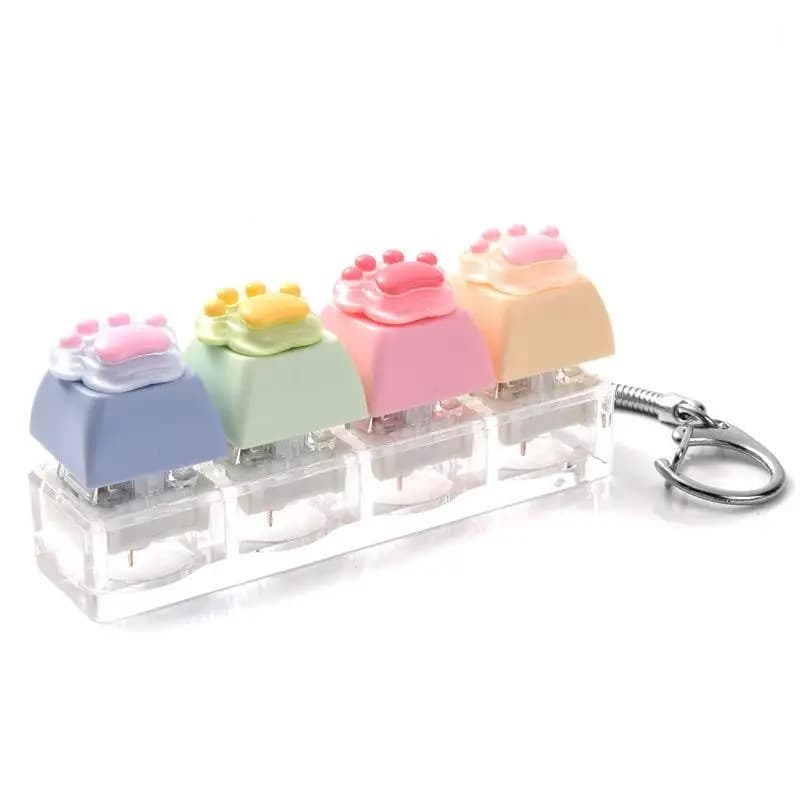 Porte-clés anti-stress mignon en forme de patte de chat, mini jouet sensoriel souple avec bouton à p
