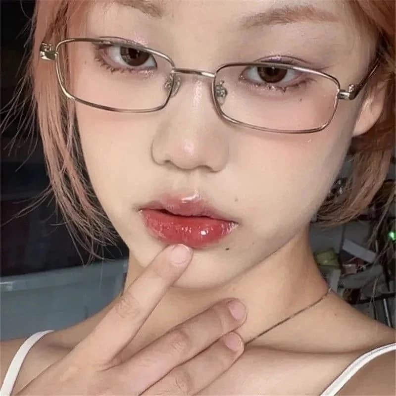 Y2K Harajuku petites lunettes à monture carrée femmes rétro lunettes en métal lunettes claires lunet