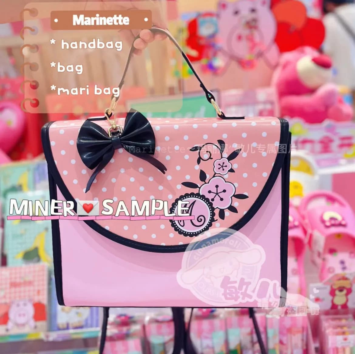 [En stock] Sac à main Marinette, sac à dos mignon rose à pois ‌   Sac à bandoulière à motif nœud pap