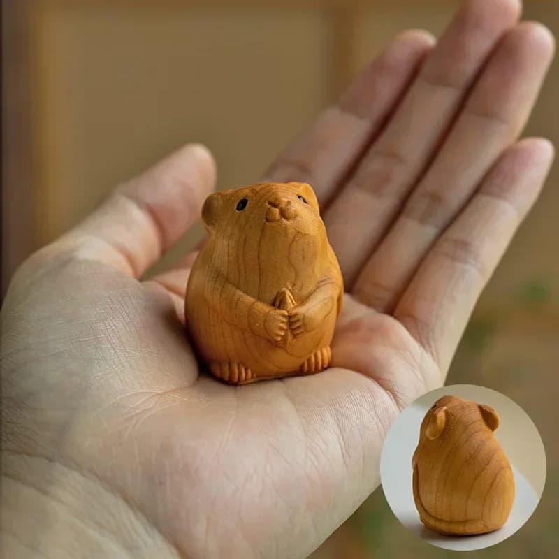 Mini figurines mignonnes en bois des 12 signes du zodiaque : serpent, dragon, rat, lapin, chien, pou