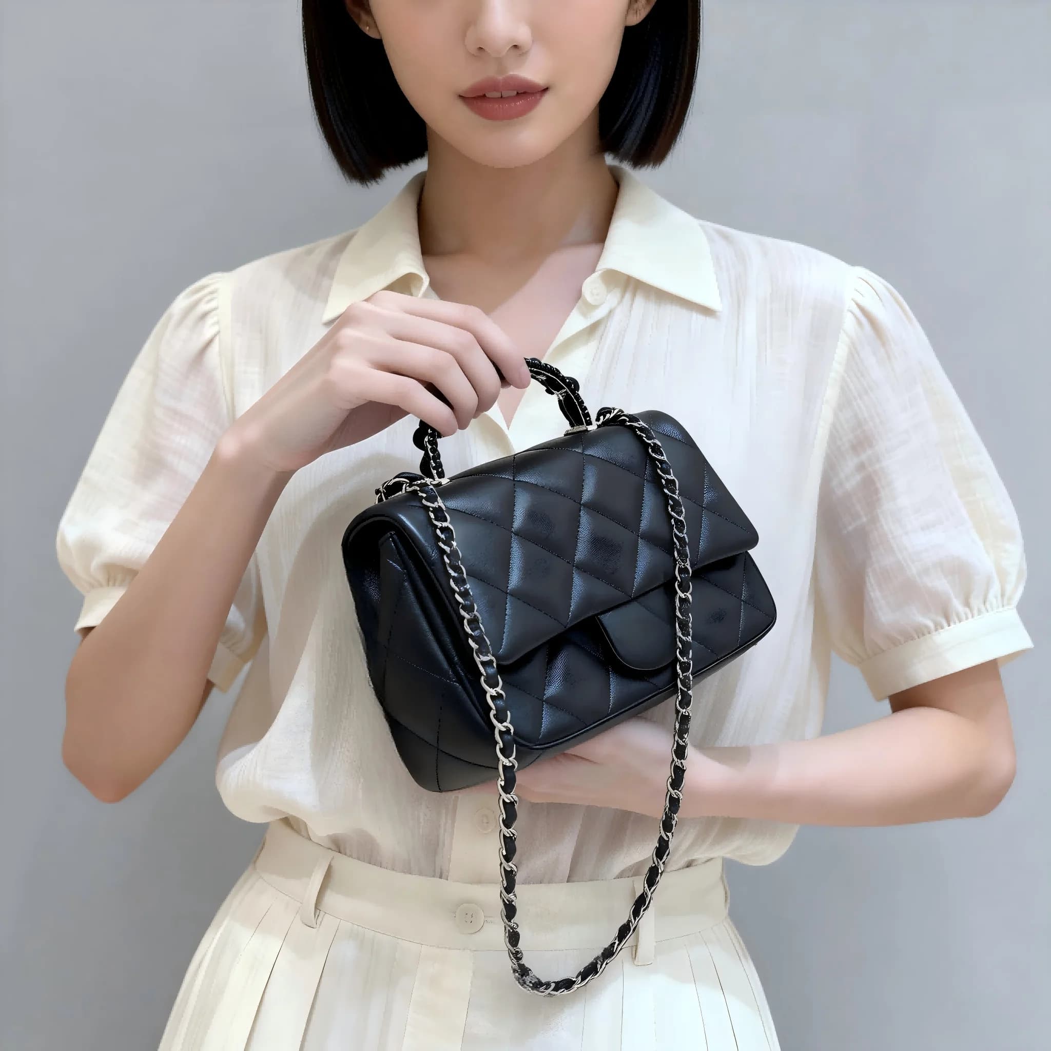 Petit sac carré : Nouveau design printemps-été pour femmes, sac à chaîne matelassé en losanges, élég