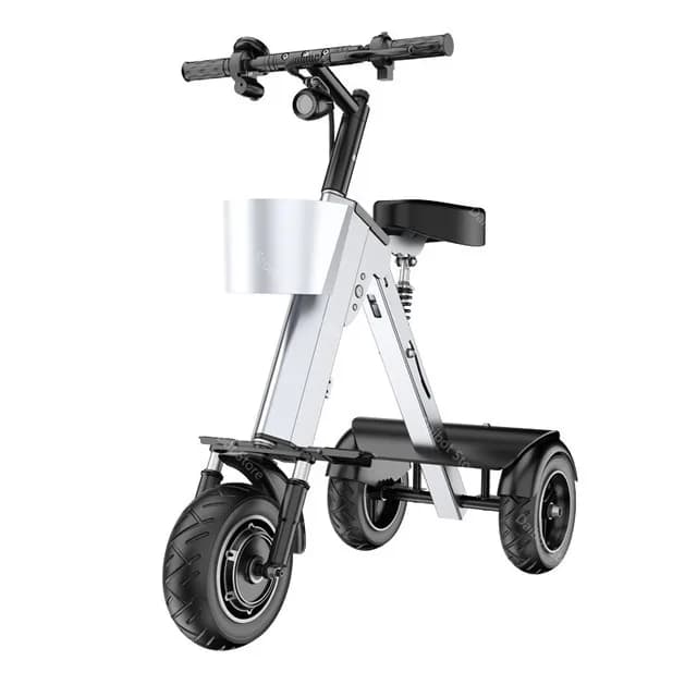 Mini tricycle électrique pour adulte, pliable, avec panier, 36V, 450W, 4 roues, léger, voyage, avec