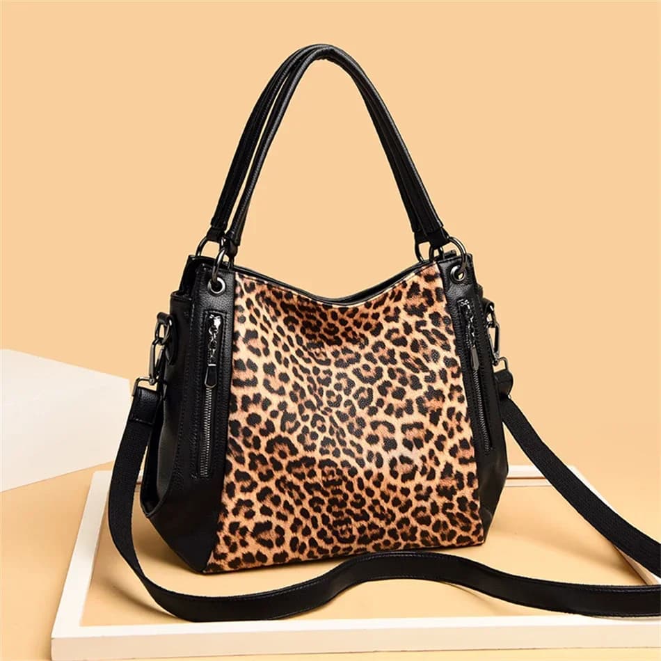 Sac à main léopard de luxe pour femmes, Sac à bandoulière décontracté, fourre-tout de styliste, gran