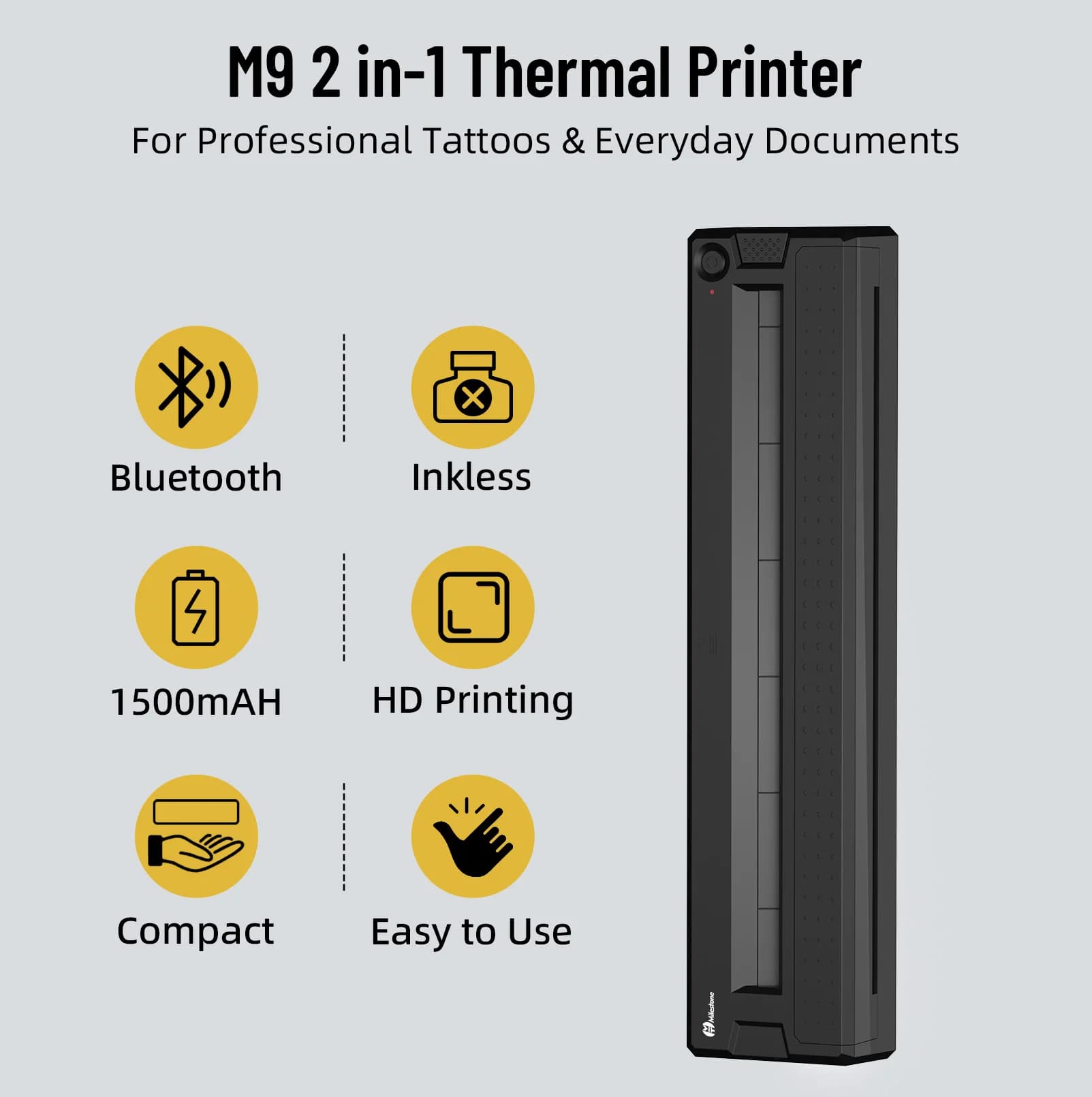 Imprimante thermique Bluetooth portable - Mini imprimante sans fil pour pochoirs de tatouage et impr