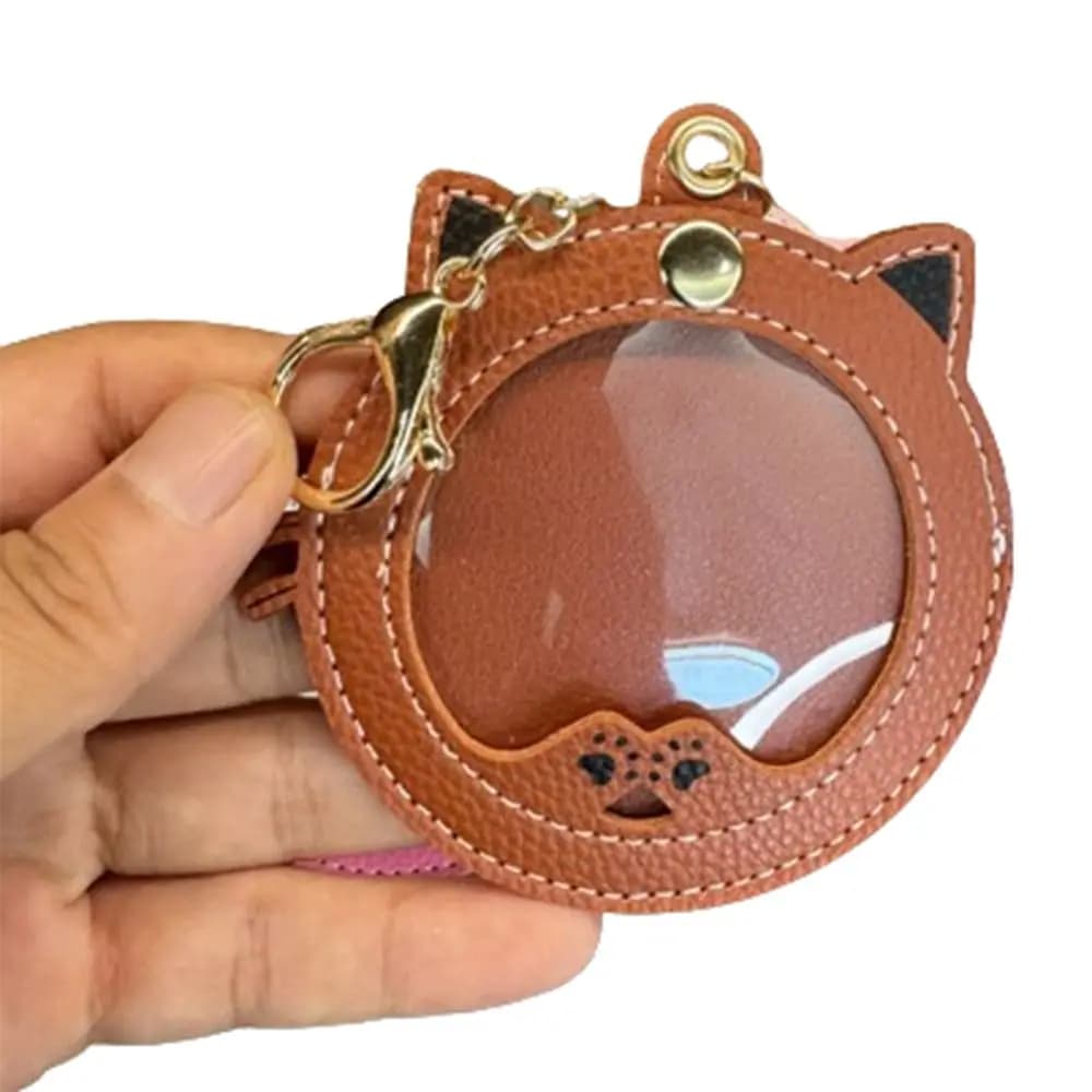 Mini pochette de présentation pour badges, en forme de chat, avec fenêtre transparente, protège-badg