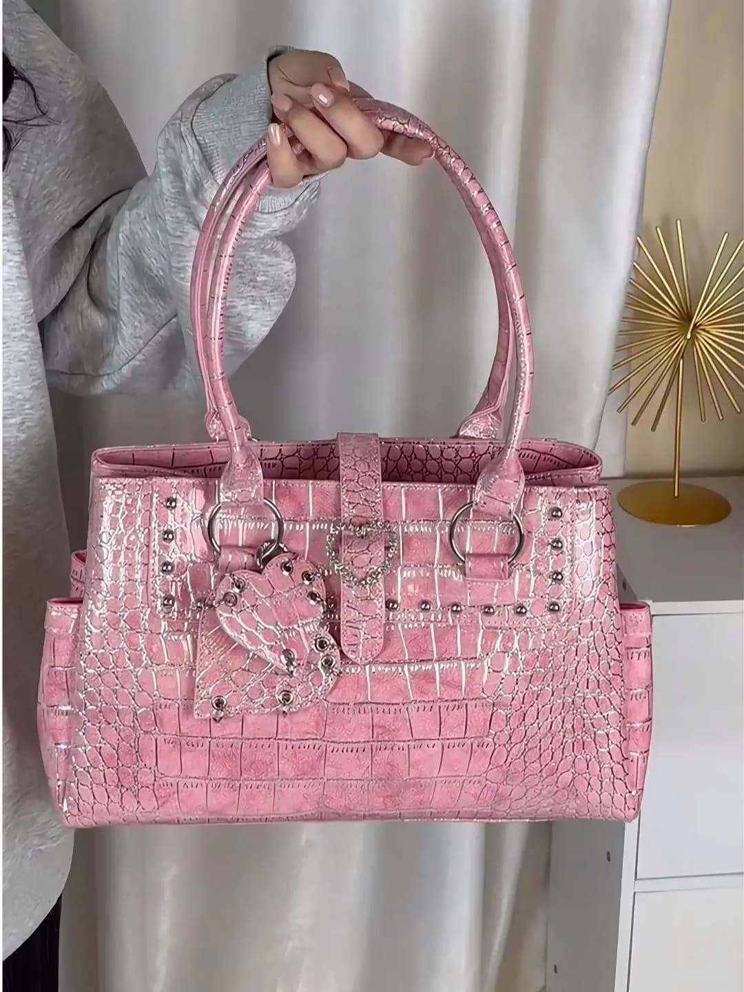 Sacs à bandoulière motif crocodile pour femmes, sac à main tendance en cuir PU, pochette quotidienne