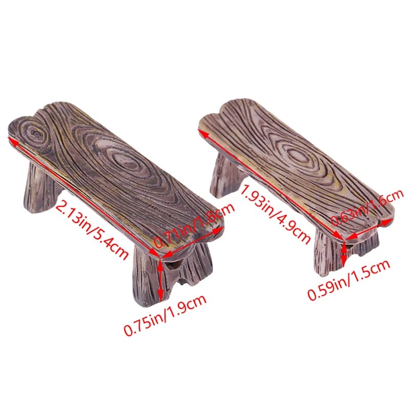 2 * Mini banc de parc en bois chaise succulentes bonsaï ornements romantique résine amour tabouret p