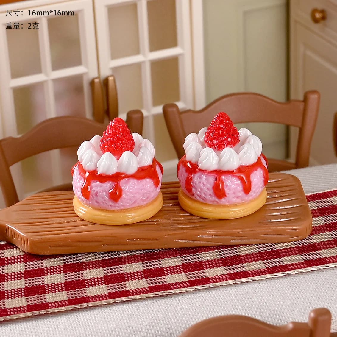 2 pièces Mini gâteau Dessert cuisson gâteau aux fruits scène de cuisine modèle alimentaire résine Mi