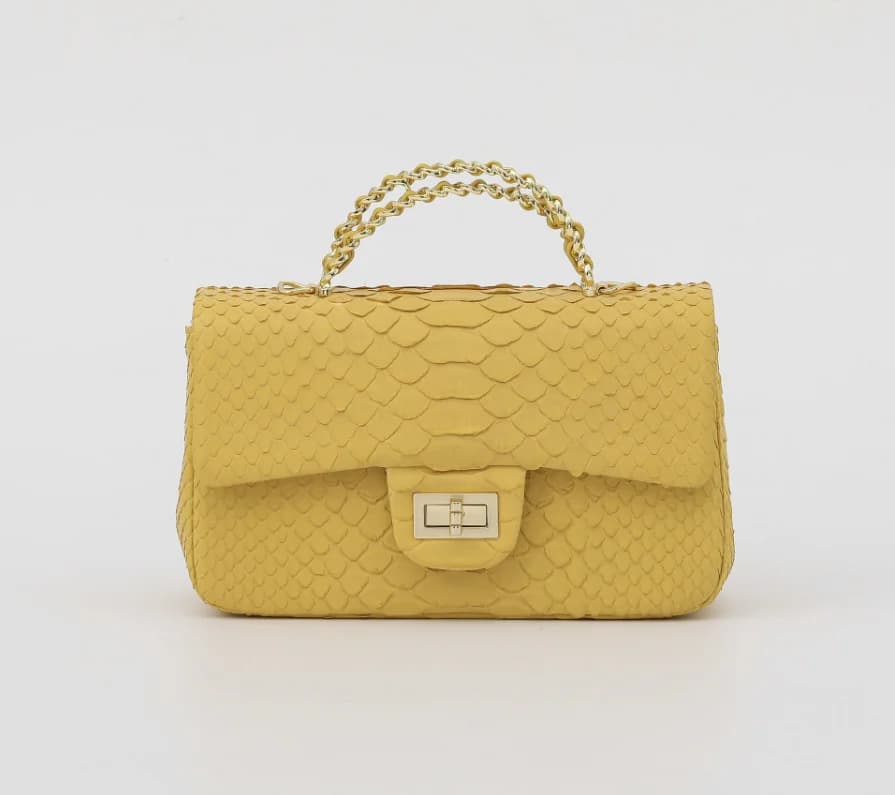 Sac à bandoulière en cuir de python véritable pour femmes