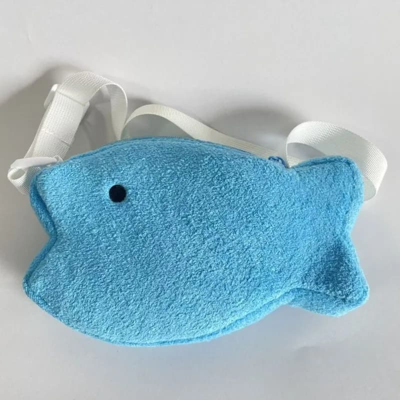 Sac bandoulière mignon de style dessin animé en tissu peluche, grande capacité et sangle simple, idé