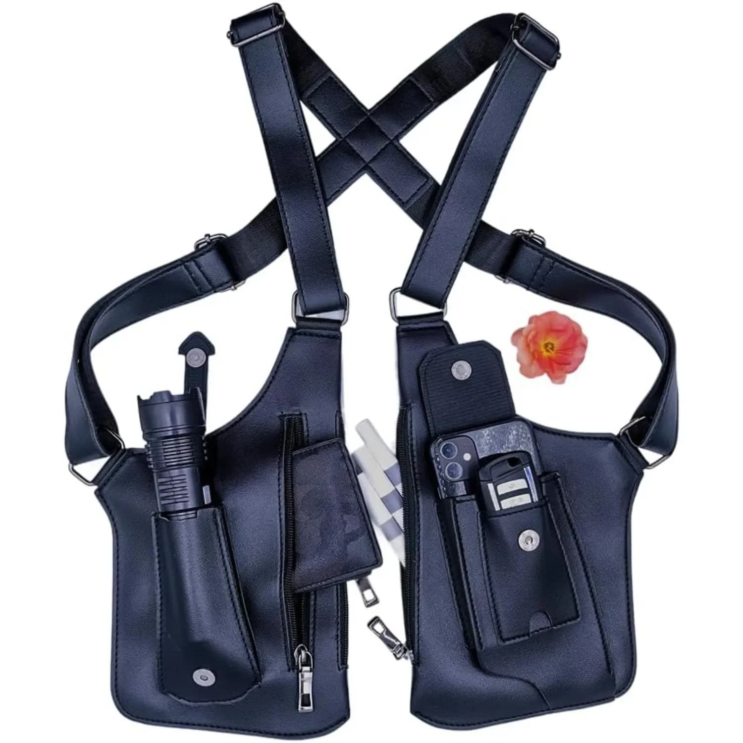 Sac antivol sous les bras, étui d'épaule caché, double pochette de rangement, poche portefeuille pou