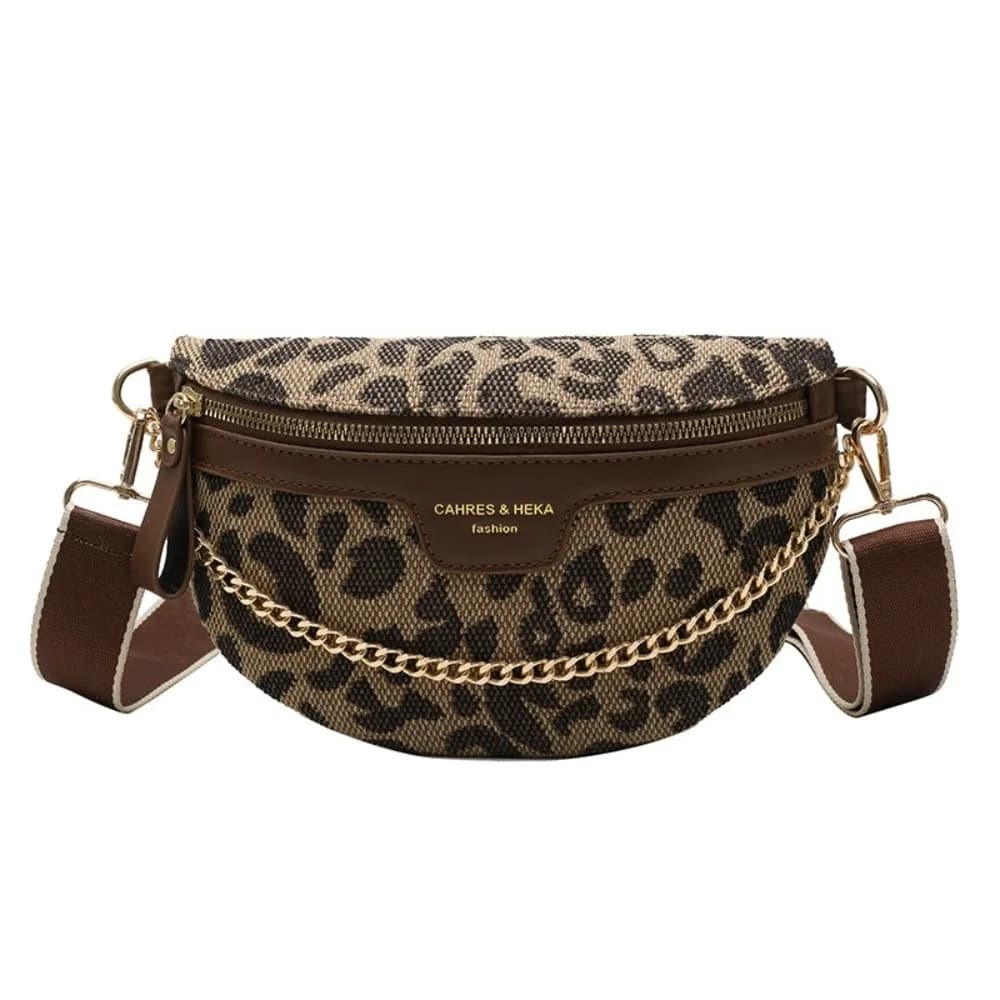 Nouvelle sacoche de taille à imprimé léopard, fermeture éclair, en cuir PU, sac bandoulière, sangle