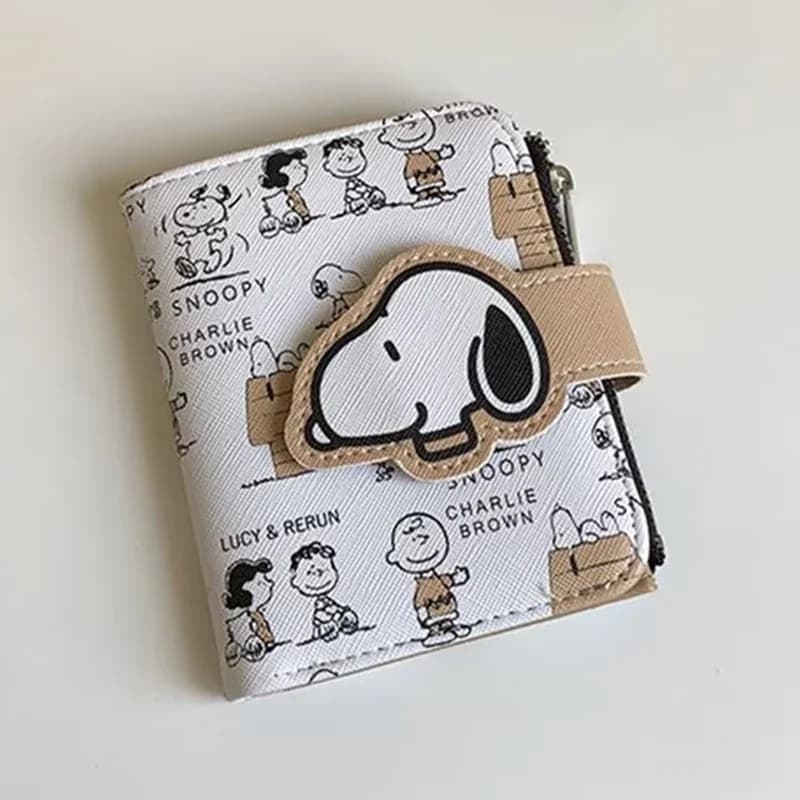 Porte-monnaie court Snoopy mignon, motif dessin animé, avec fermeture éclair, porte-cartes d'identit