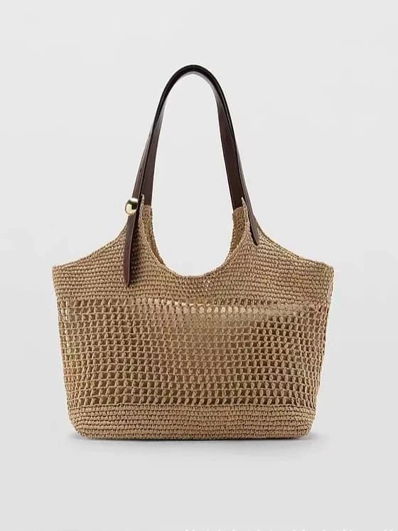 Sac à main décontracté pour femme, nouveau modèle, tissé à la main, grande capacité, en paille ajour