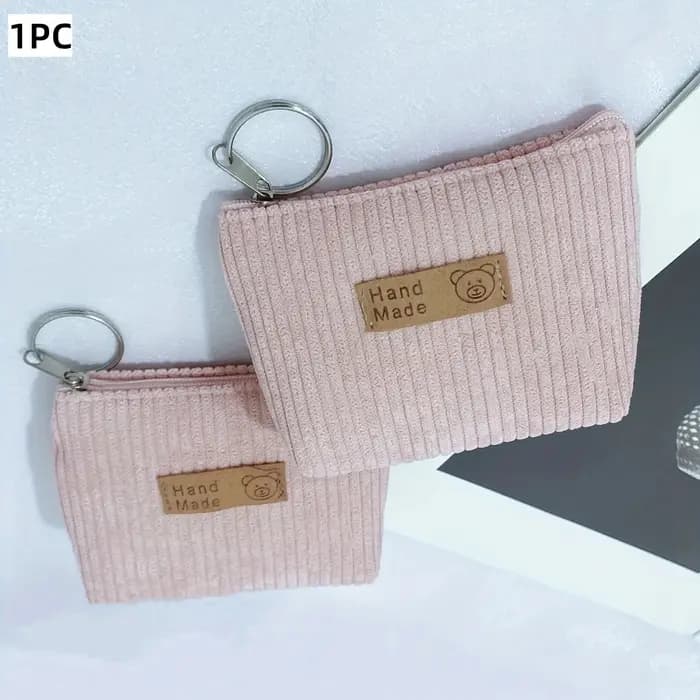 Mini porte-monnaie en velours côtelé, sac à monnaie décontracté d'inspiration vintage, sac en tissu