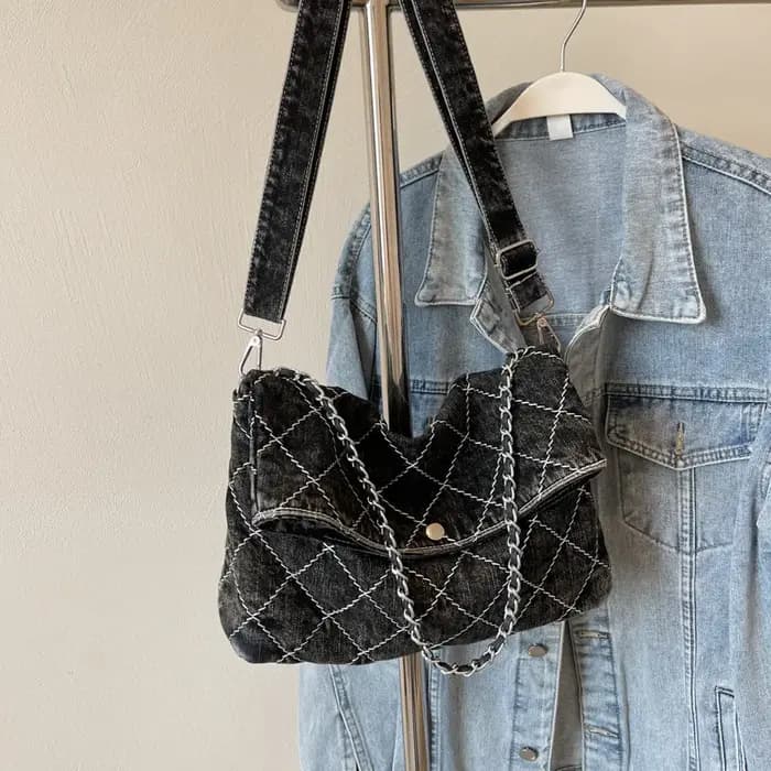 JOSingle-Sac à Main Rétro en Denim pour Femme, Sacs à Bandoulière en Poudre, Fourre-Tout de Grande C