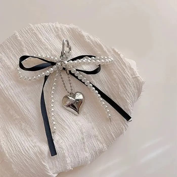 Porte-clés à pampilles en forme de cœur d'amour, breloque de luxe, fait à la main, créatif, nœud pap