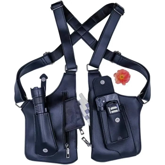 Sac antivol sous les bras, étui d'épaule caché, double pochette de rangement, poche portefeuille pou