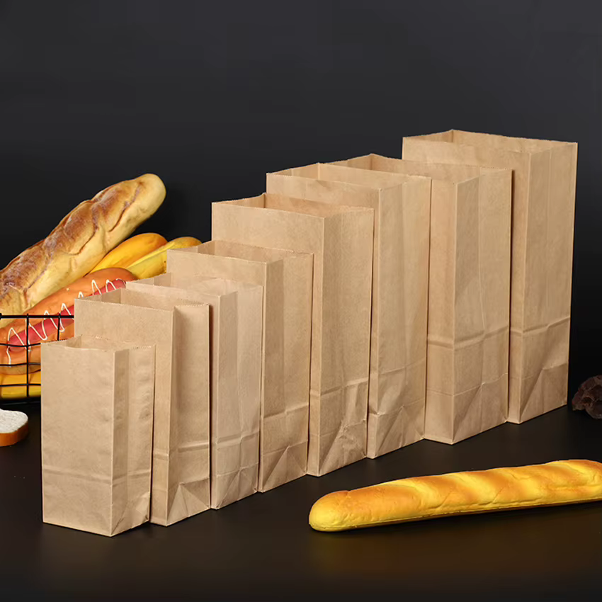 Sac en papier kraft fin, sac cadeau pour bonbons de mariage, sac à emporter recyclable, sac de cuiss