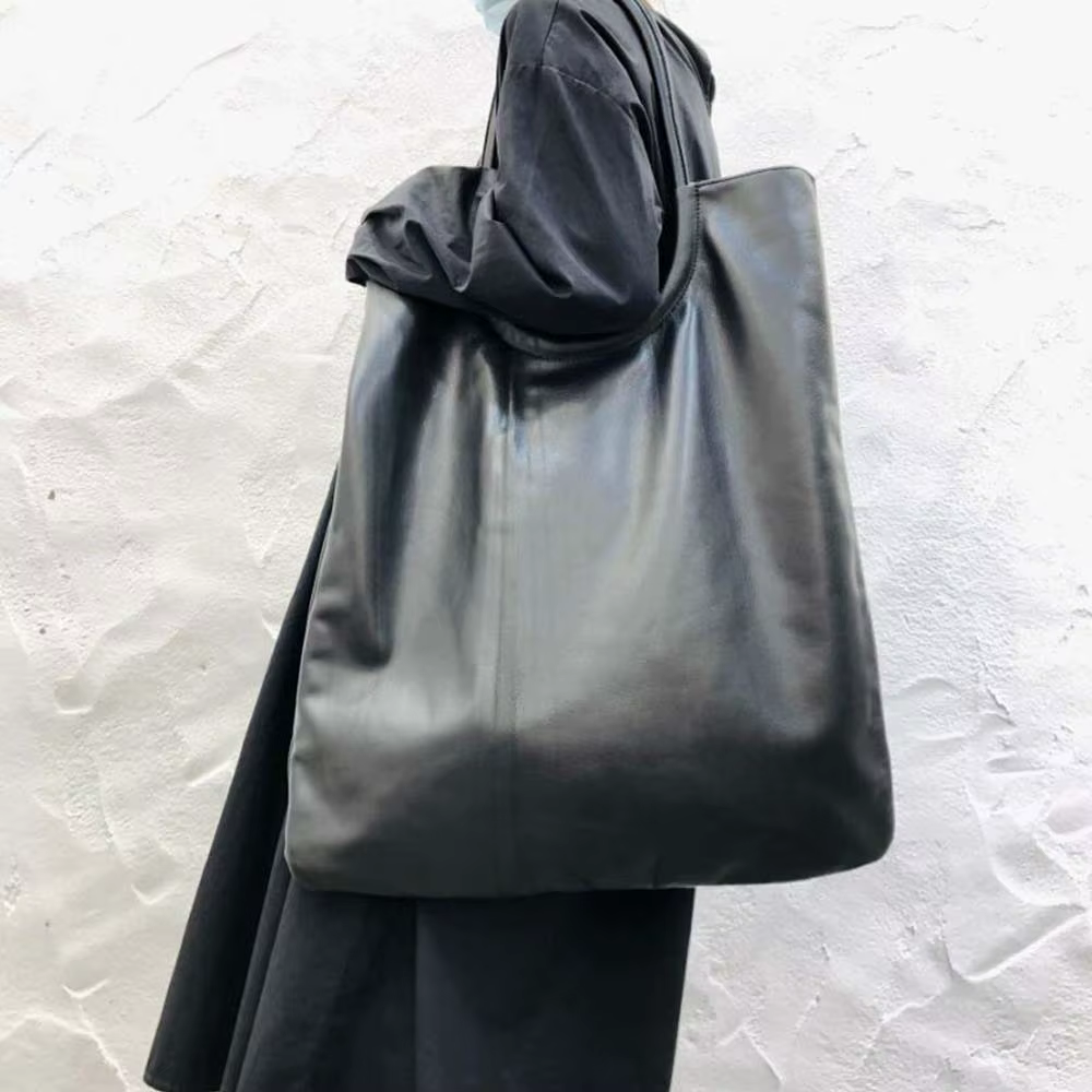 Grand sac en cuir véritable souple pour femme, fourre-tout décontracté, sac de voyage pour ordinateu