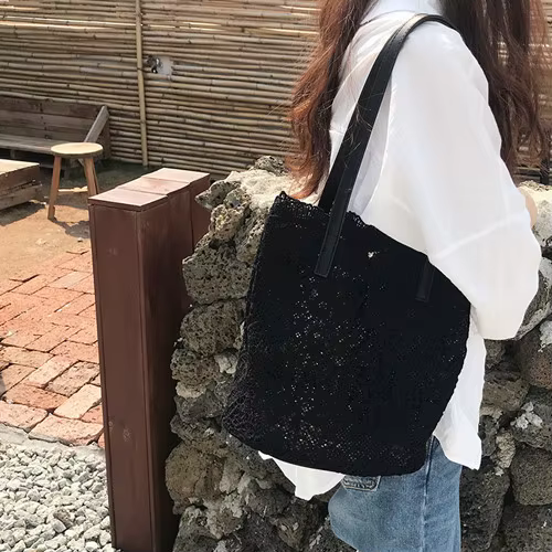 Sac à Bandoulière en Dentelle Fourre-Tout Élégant de Type Seau, Besace de Course, Style Coréen, Nouv