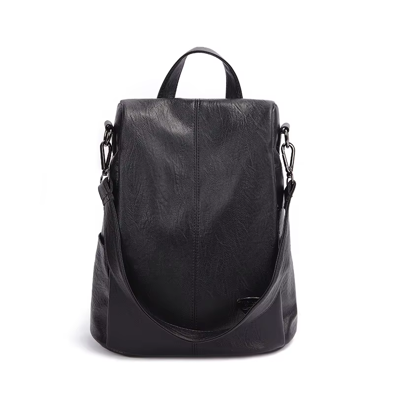 Sac à dos à bandoulière en cuir véritable pour femmes, antivol, fermeture éclair, pochette pour télé