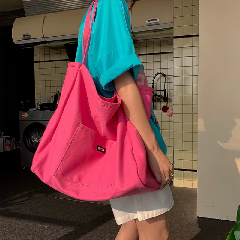 Sac en toile de haute qualité réutilisable Shopping sac à bandoulière femmes Simple décontracté usag