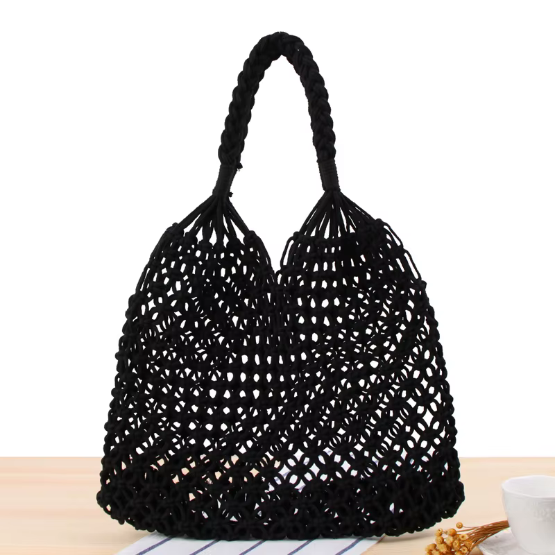 Sac fourre-tout en macramé YoReAi en corde de coton ajourée, style bohème, ultra-léger, sac à bandou