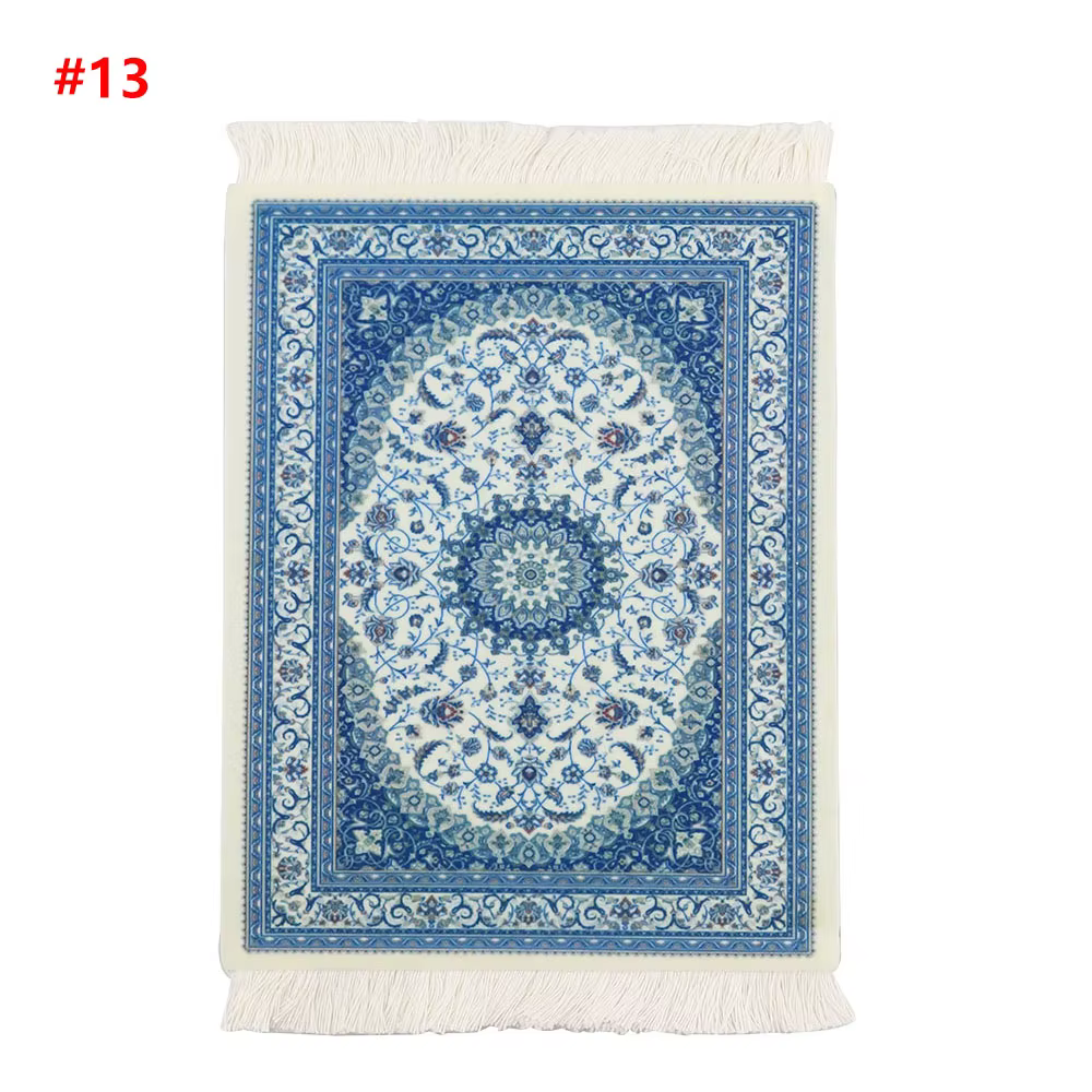 Tapis de souris tissé miniature style persan, motif tapis rétro, avec franges, pour ordinateur porta
