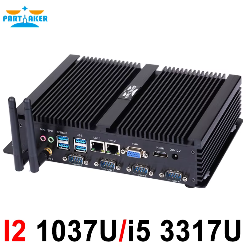 Ordinateur industriel mini pc sans ventilateur avec USB 3.0 4 * COM HDMI Intel Celeron C1037U C1007U