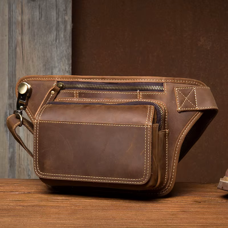 2025 sac de taille en cuir Vintage mode sac de poitrine sac de taille sac à bandoulière en cuir véri