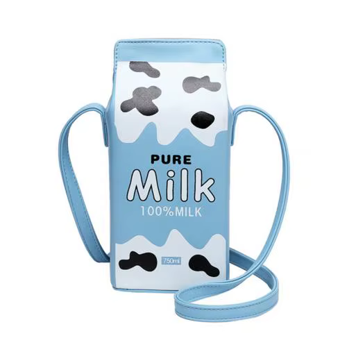 Sac à bandoulière en forme de boîte à lait pour femme, portable, drôle, téléphone, poudres, femme, 0