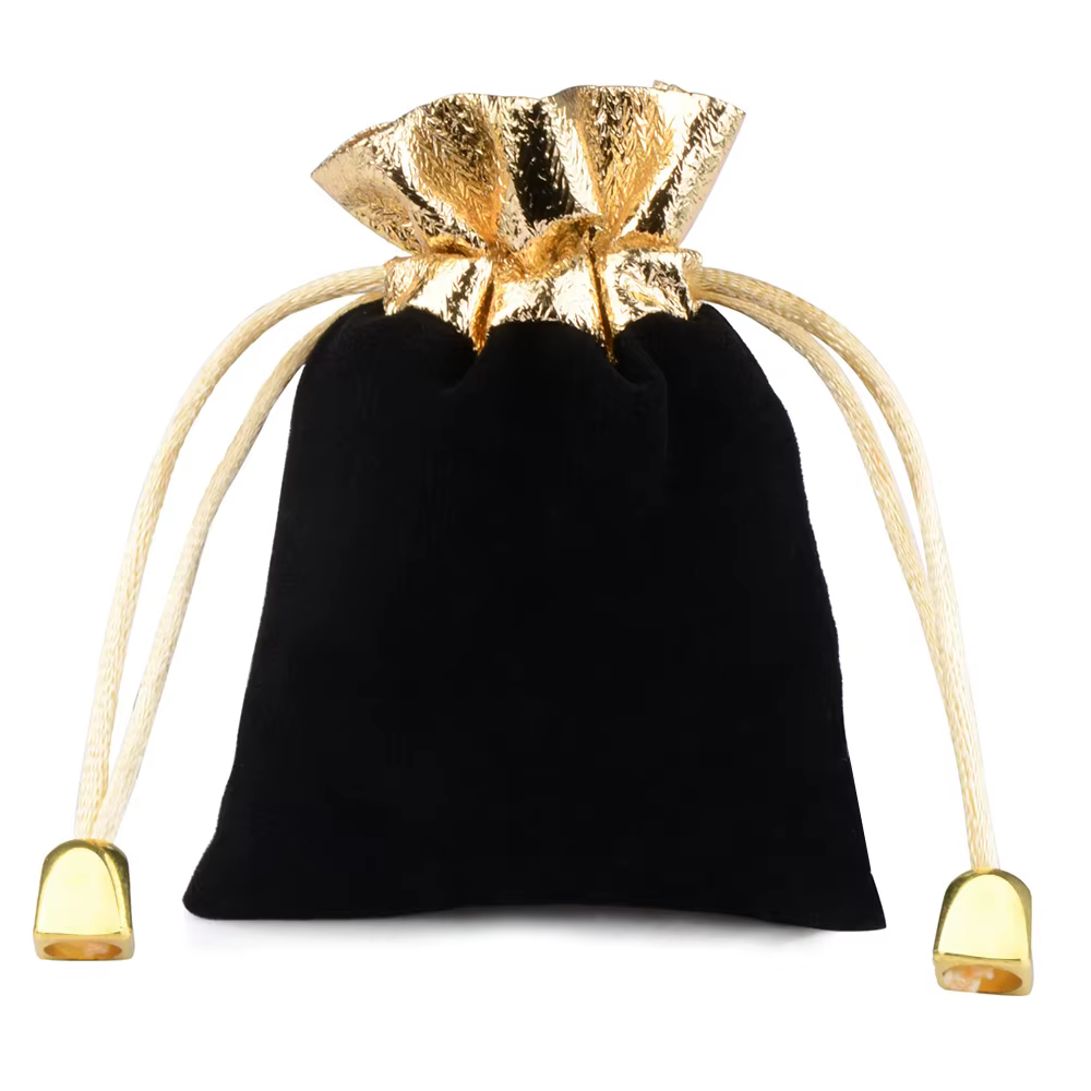 Sac en velours Vintage, 10 pièces/lot, 7x9cm, 9x12cm, 12x16cm, garniture couleur or, cordon de serra