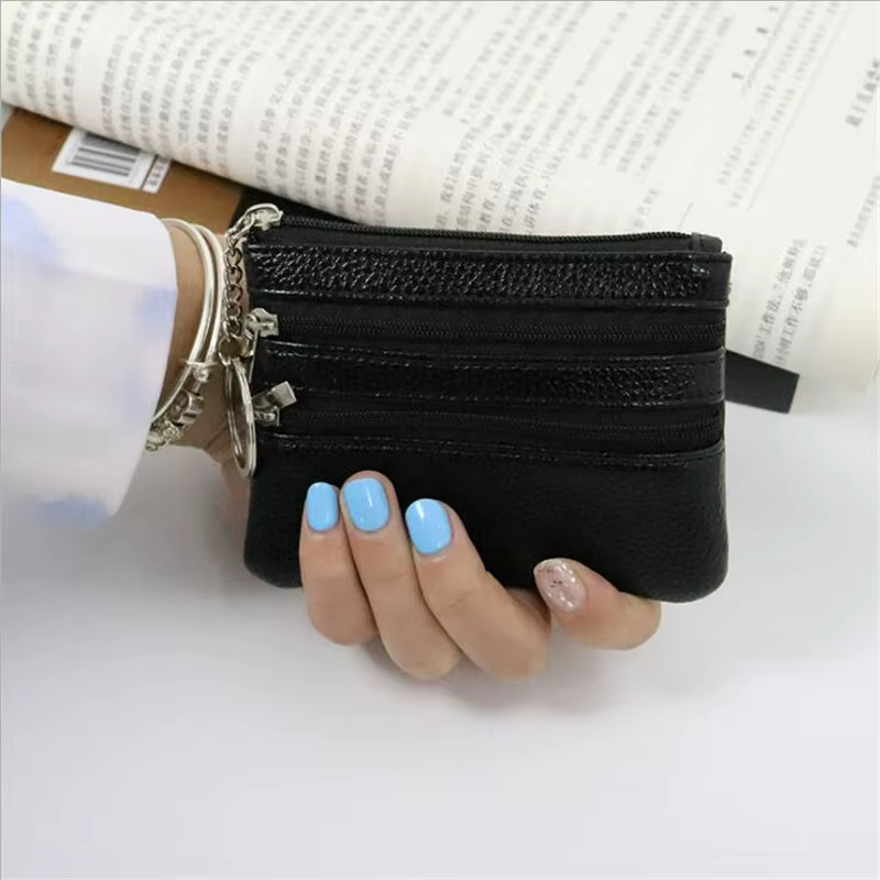 3 pochettes portefeuilles de poche femmes petit porte-monnaie en cuir PU fermeture éclair changement