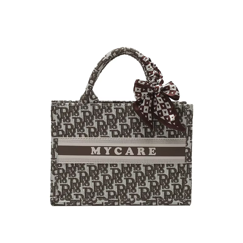 Sac fourre-tout élégant brodé pour femme 2025 – Nouveau sac à main rétro en toile avec lettres artis