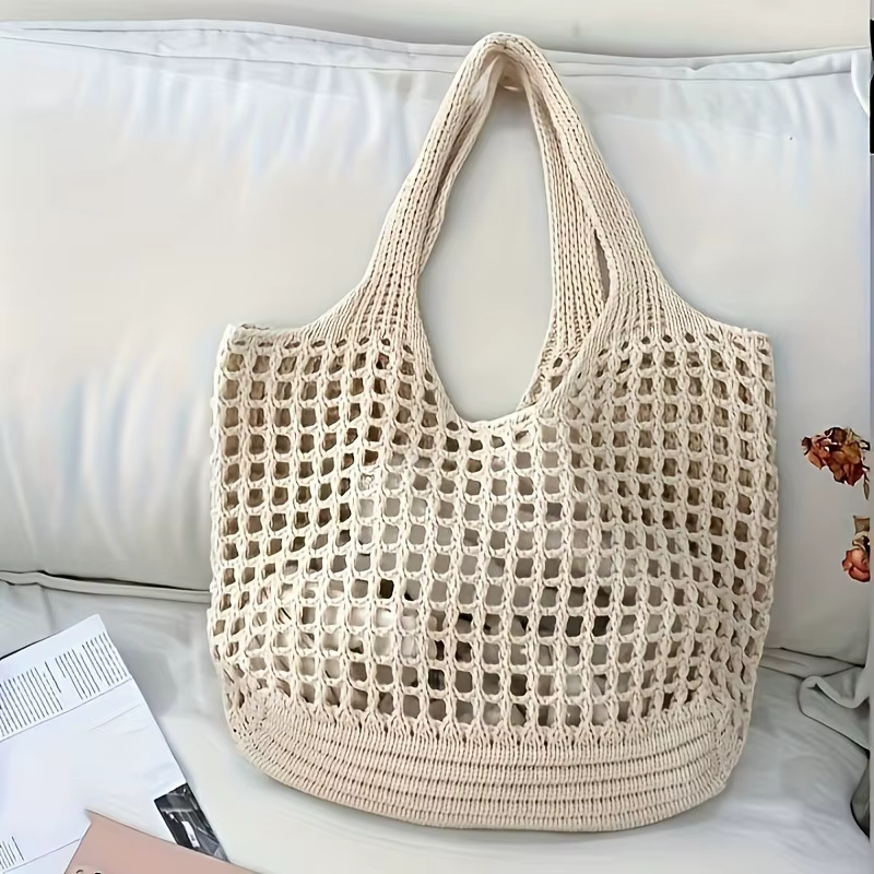Sac fourre-tout de plage au crochet pour femme, sac de plage esthétique en maille, sac hippie, sac t