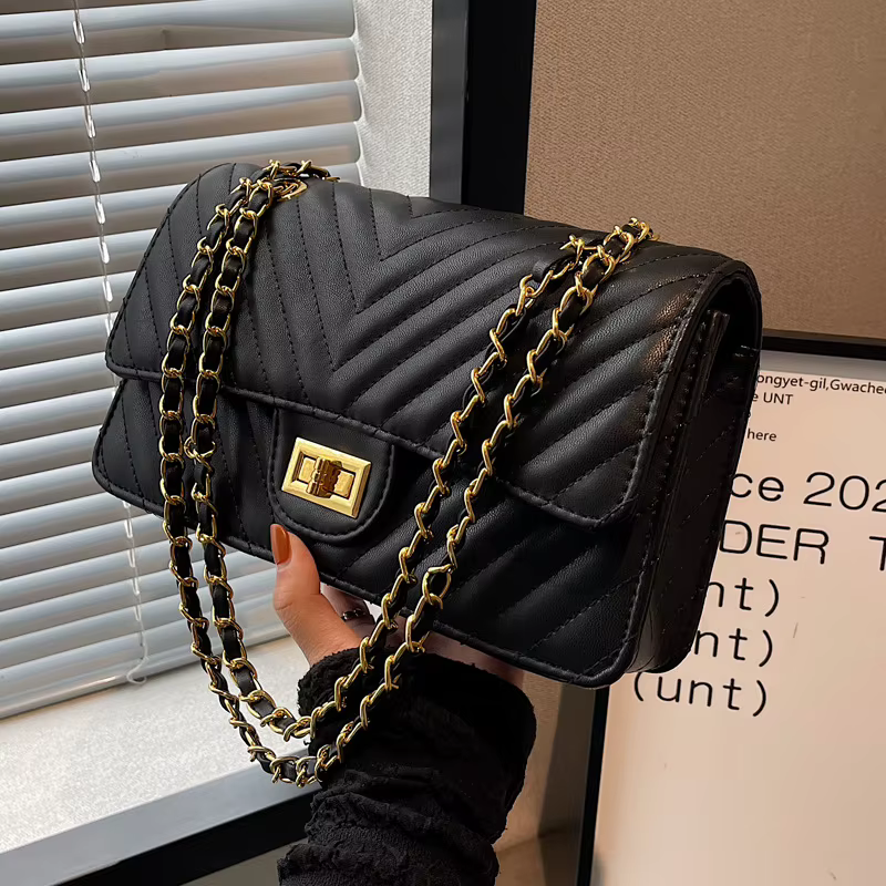 Nouveau Sac à Main Bandoulière Rétro 2026 avec Chaîne et Motif Losanges, Style Sous le Bras, Sensati