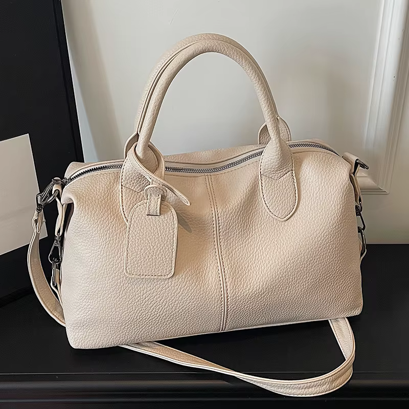 Sac fourre-tout vintage pour femmes, couleur unie simple, grande capacité, sac à main, sac bandouliè
