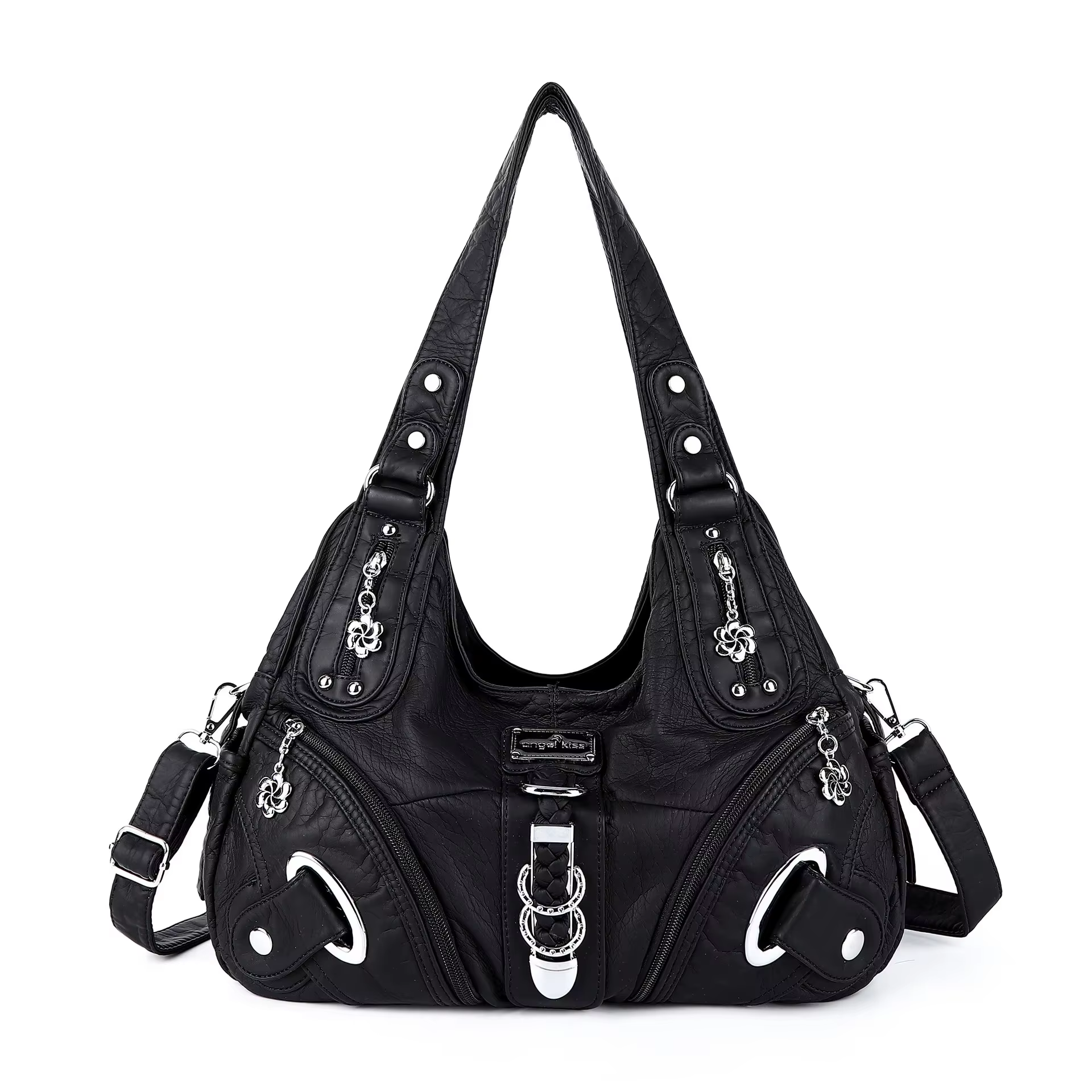 Sac à main pour femme Angel Kiss, sac à bandoulière tendance, grand sac fourre-tout noir, sac de sho