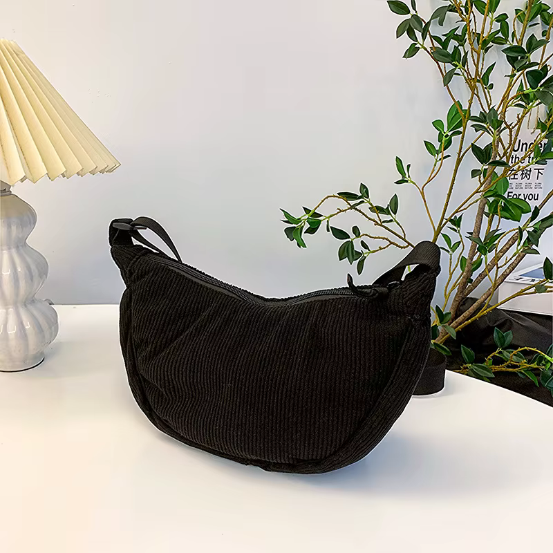 Sac à bandoulière Hobos en velours côtelé pour femmes, couleur unie, rétro décontracté, sacs à bando