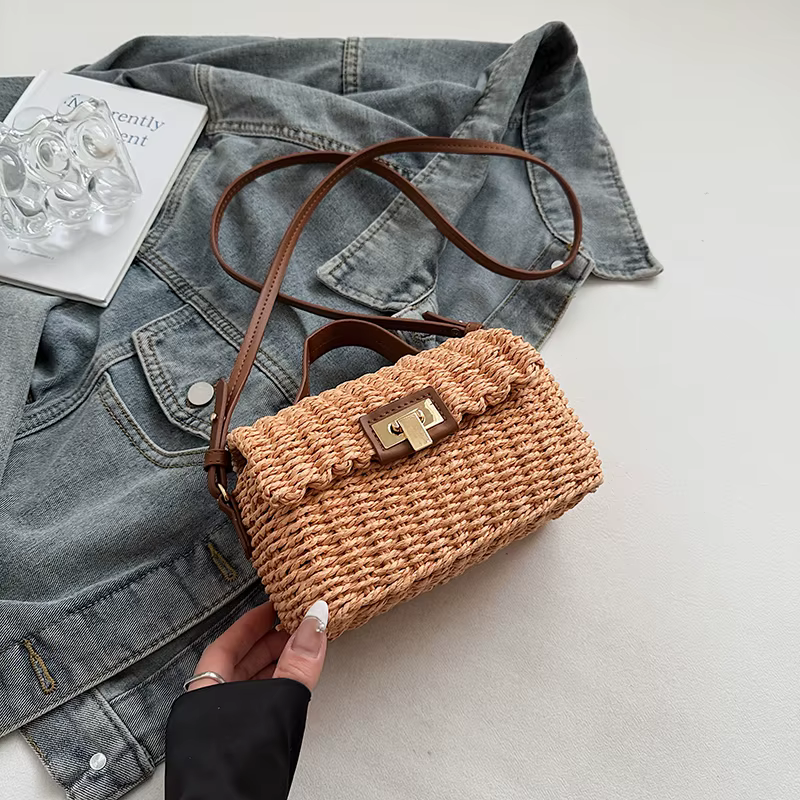 Nouveau Sac à Main en Paille Été 2026 pour Femme, Sac Bandoulière Tendance, Pochette Téléphone, Sac