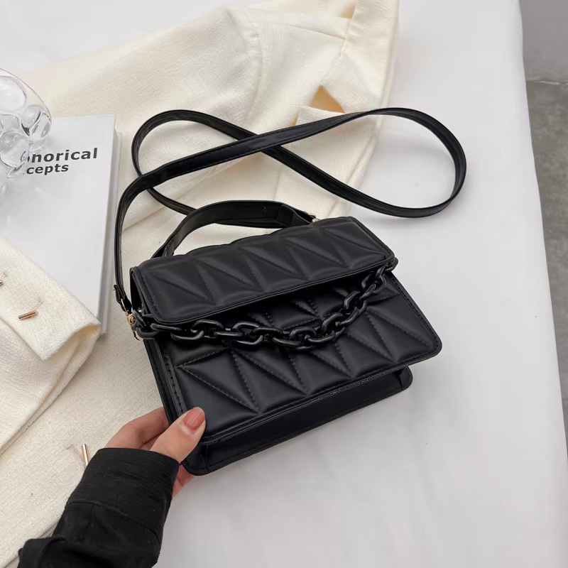 Sac à main avec chaîne en diamant pour femmes, petit sac carré rétro en relief, sac à bandoulière si