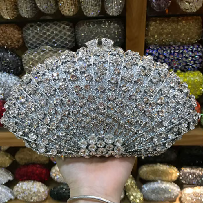 XIYUAN-Pochette de mariage en biscuits rose/or pour femme, sac à main de soirée en cristal pour dame