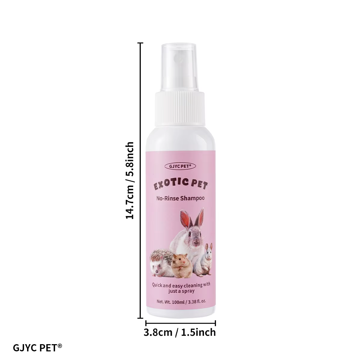 Shampoo pour animaux de compagnie sans eau pour petits animaux, sans rinçage, formule douce hypoalle